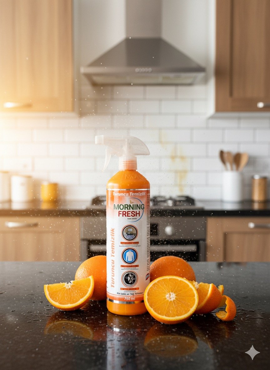 بخاخ مورنينج فريش لتنظيف الأسطح بالبرتقال (Morning Fresh Orange Surface Cleaner): بخاخ فعال لإزالة الدهون والأوساخ الصعبة ومنح الأسطح نظافة لامعة برائحة البرتقال المنعشة