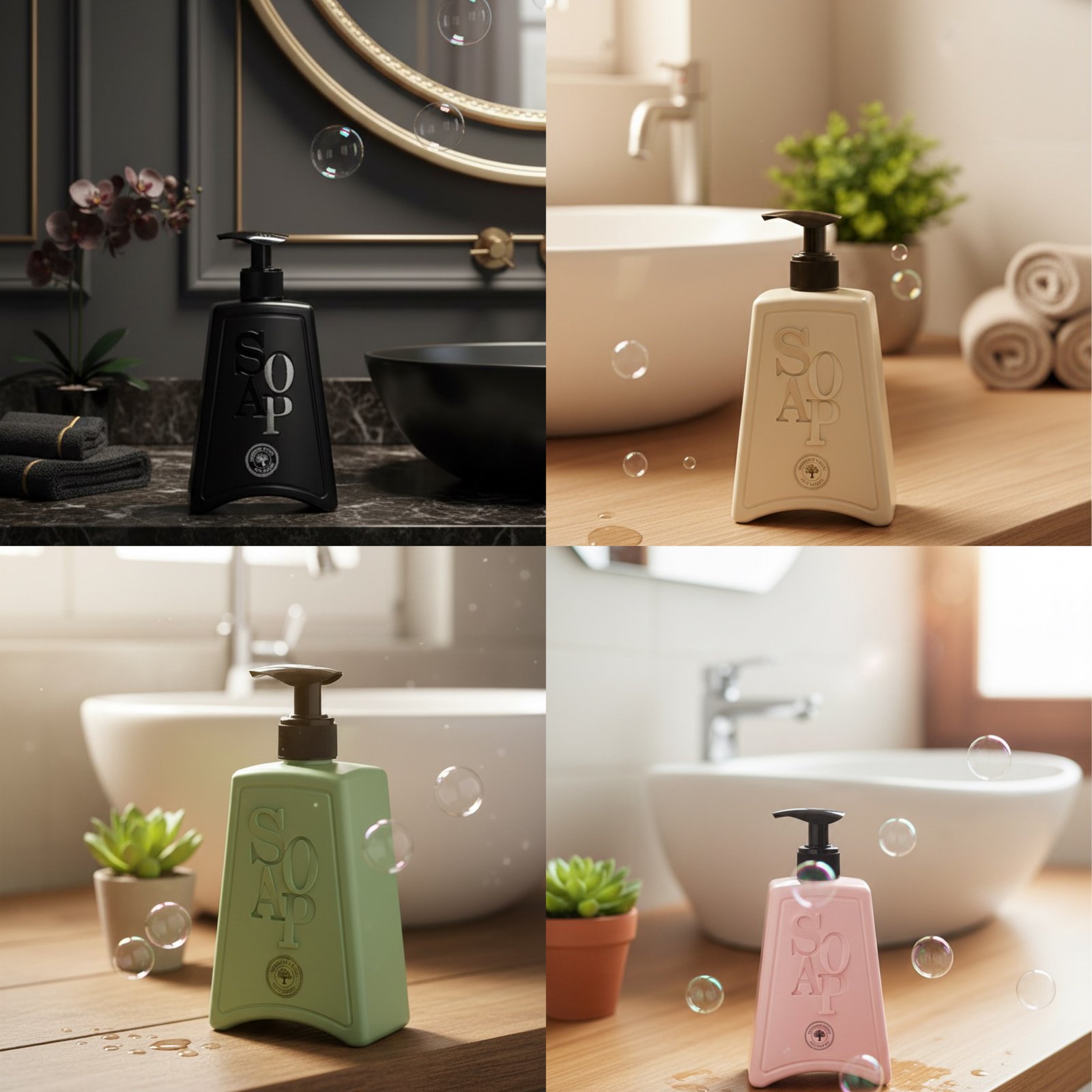 موزع صابون سائل لليدين (Liquid Hand Soap Dispenser): عبوة أنيقة مزودة بمضخة لتخزين وتوزيع صابون اليدين السائل أو الجل بسهولة ونظافة تامة.
